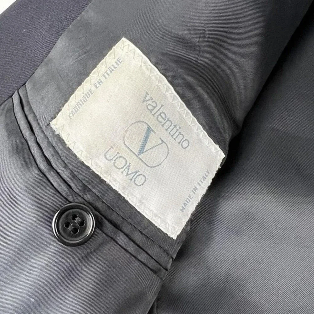 Valentino Uomo Navy Blue Virgin Wool 2 Button Sport Coat Mens Size 41R‎
